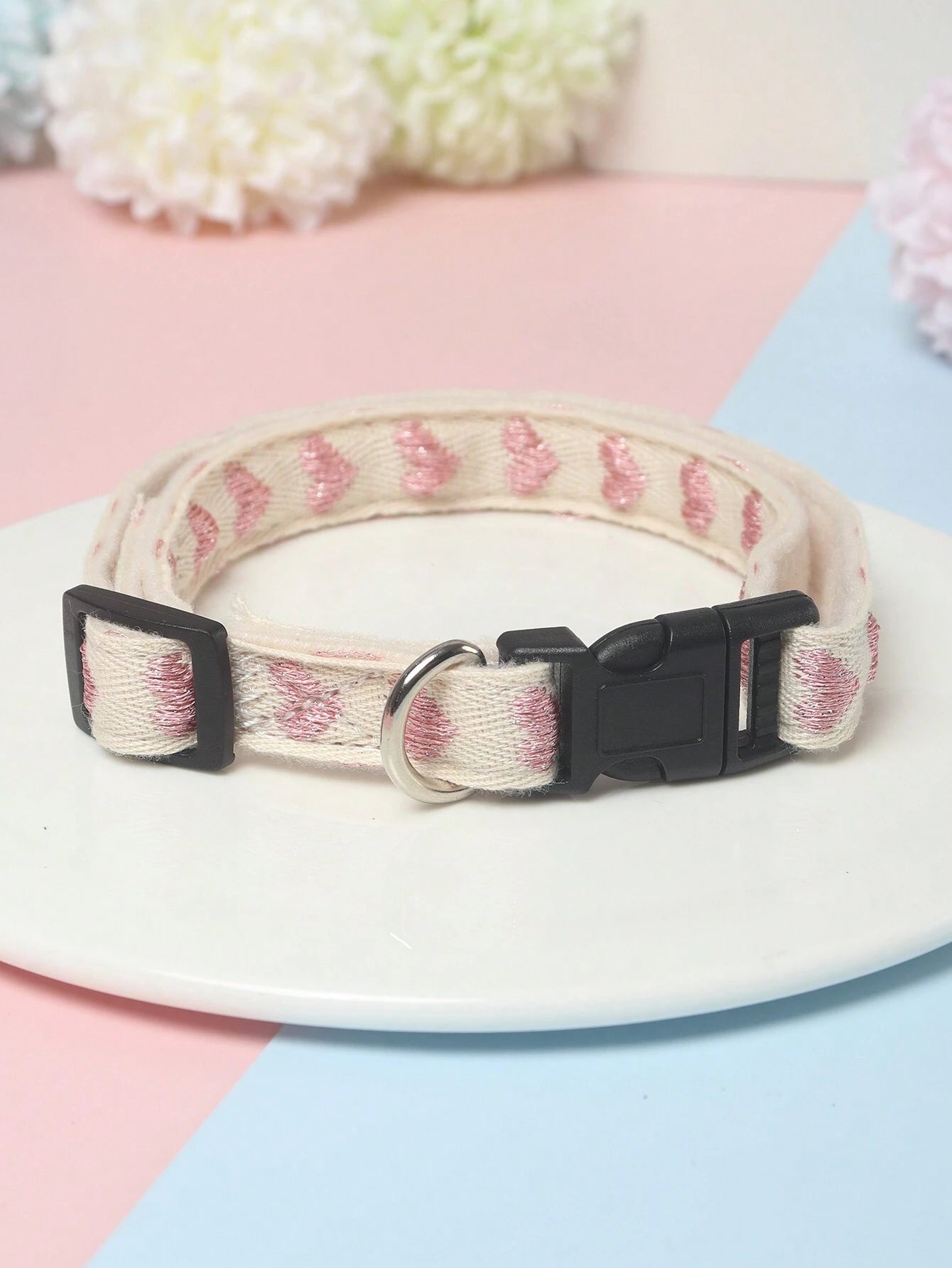 1Pc Love Pattern Jacquard Soft Pet Collar Suitable for Small Cats and Dogs (Not for Large Dogs)