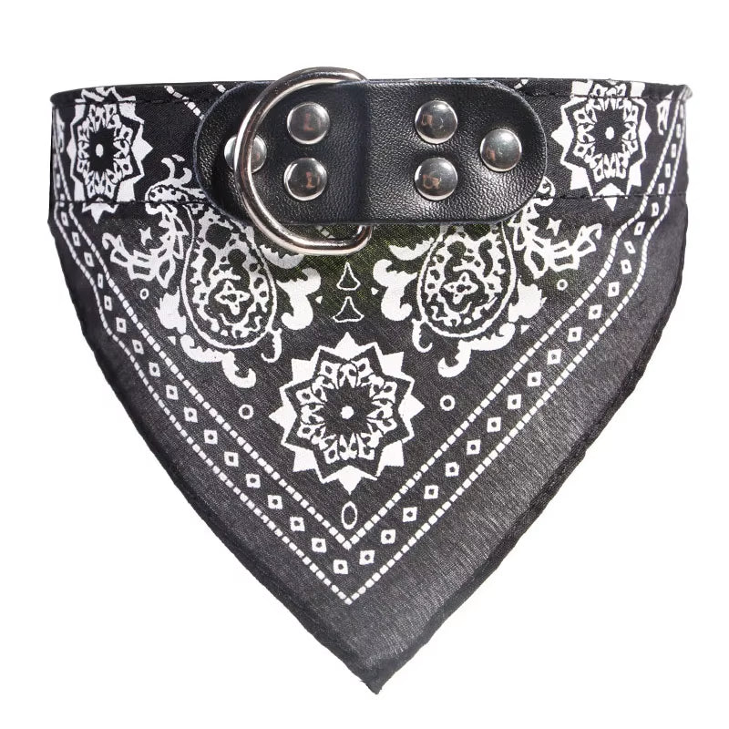 Trendy Paisley Pattern Adjustable PU Leather Pet Bandanas for Stylish Dogs & Cats