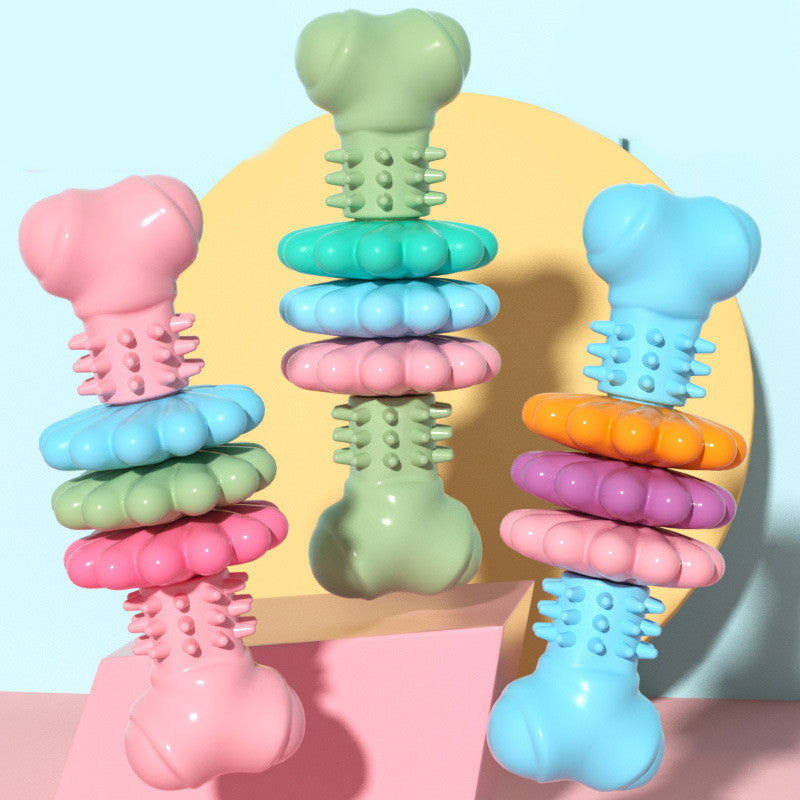 Indestructible TPR Dog Bone Chew Toy - Teeth Cleaning & Bite Resistant Teething Toy for Happy, Healthy Pets!