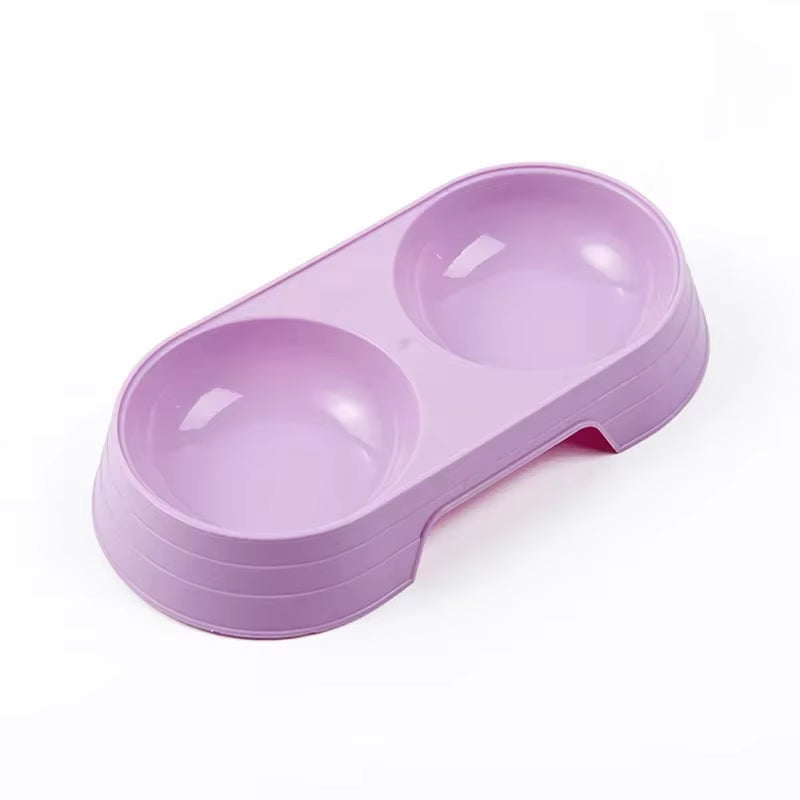 Chic Macaron Double Bowl Pet Feeder for Dogs and Cats - Perfect for Food and Water