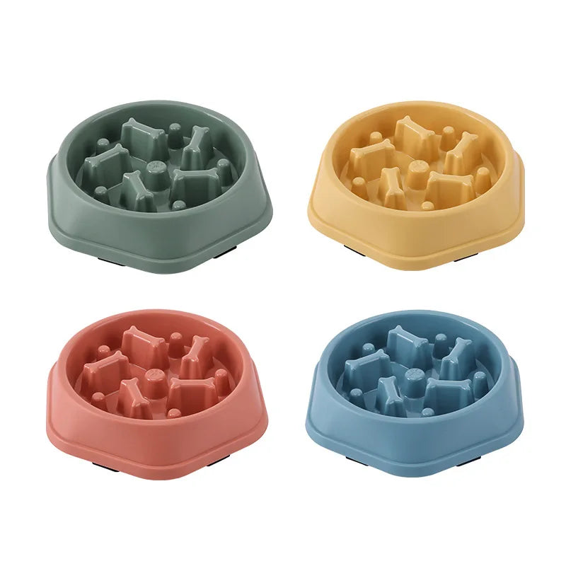 Healthy Slow Feed Bowl for Cats and Dogs - Anti-Choking Design, Non-Slip Base, Multiple Colors & Shapes Available!