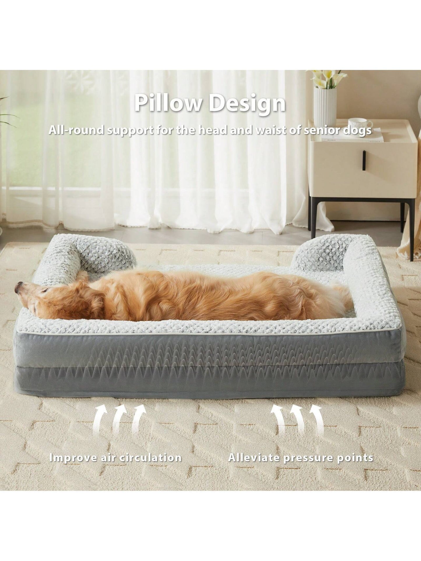 Premium Orthopedic Dog Bed for Medium Dogs - Waterproof, Supportive Foam Pet Sofa with Removable Washable Cover and Nonskid Bottom, Stylish Grey Design