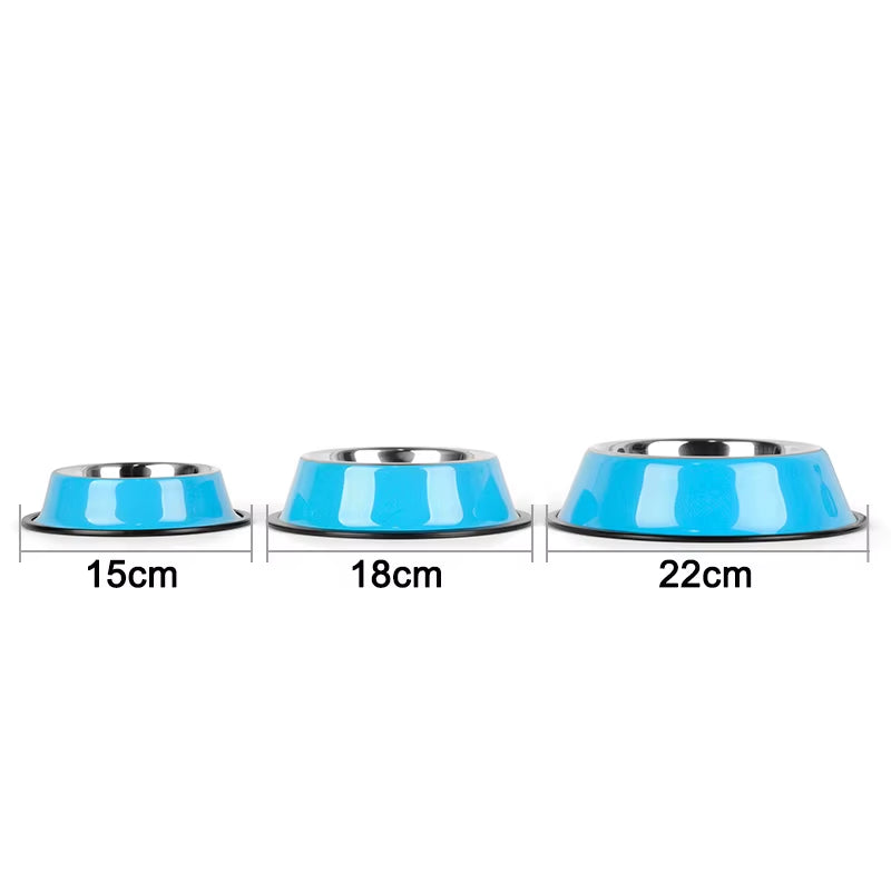 Vibrant Stainless Steel Pet Bowls - Chic Food & Water Dishes for Cats and Puppies