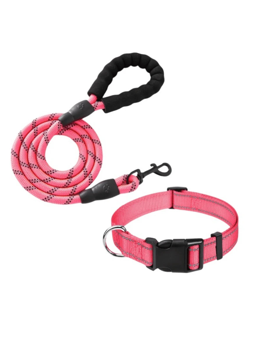 Premium Reflective Pet Leash & Adjustable Nylon Collar Set for Dogs of All Sizes