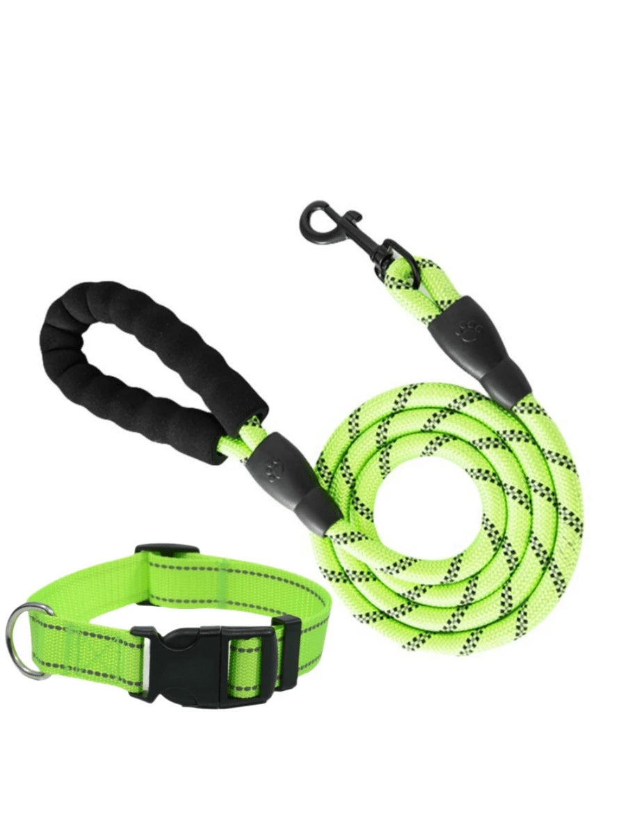Premium Reflective Pet Leash & Adjustable Nylon Collar Set for Dogs of All Sizes