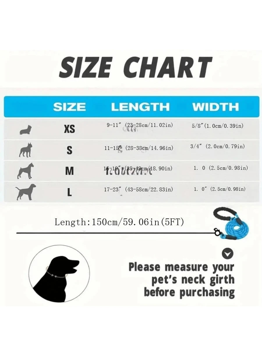 Premium Reflective Pet Leash & Adjustable Nylon Collar Set for Dogs of All Sizes