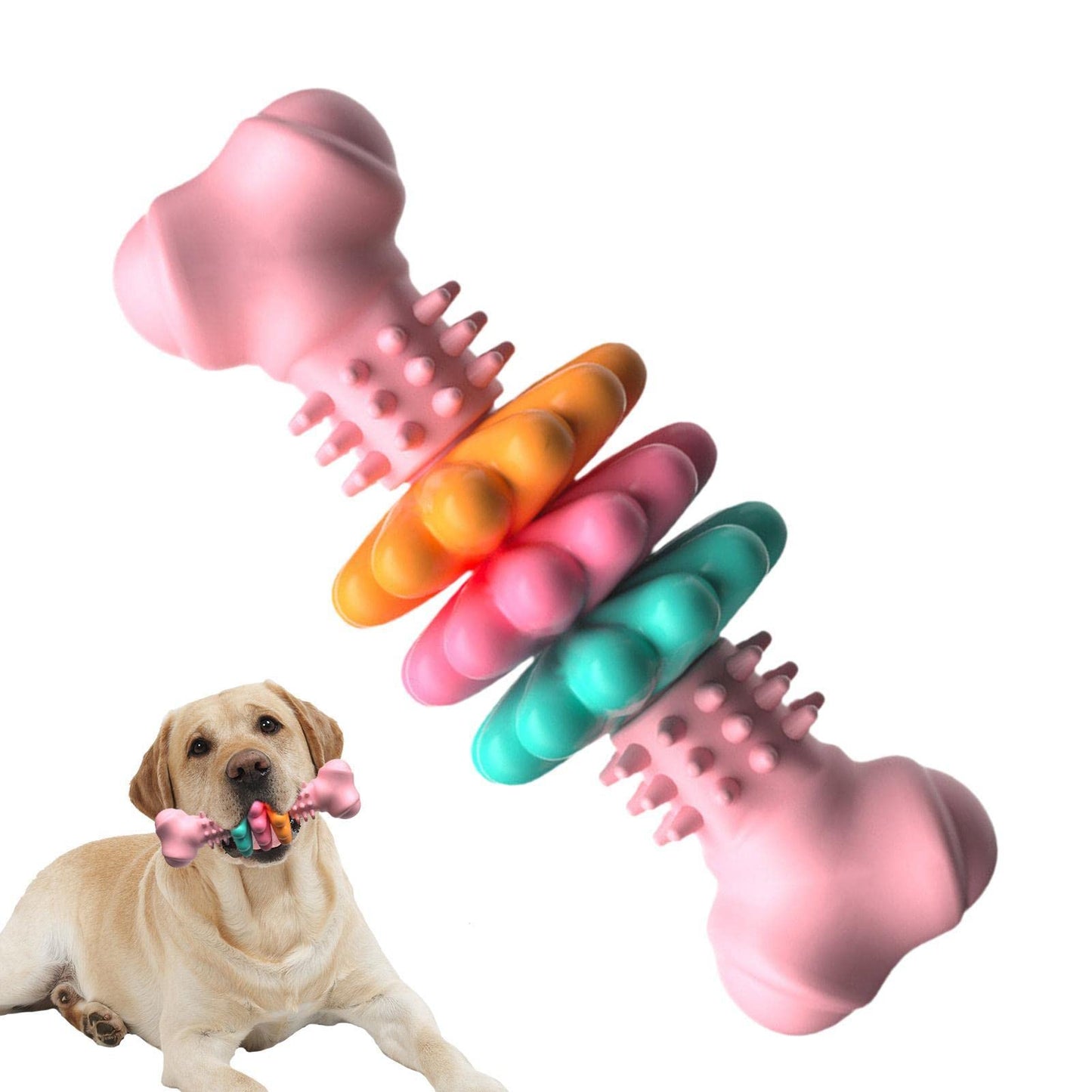 Indestructible TPR Dog Bone Chew Toy - Teeth Cleaning & Bite Resistant Teething Toy for Happy, Healthy Pets!