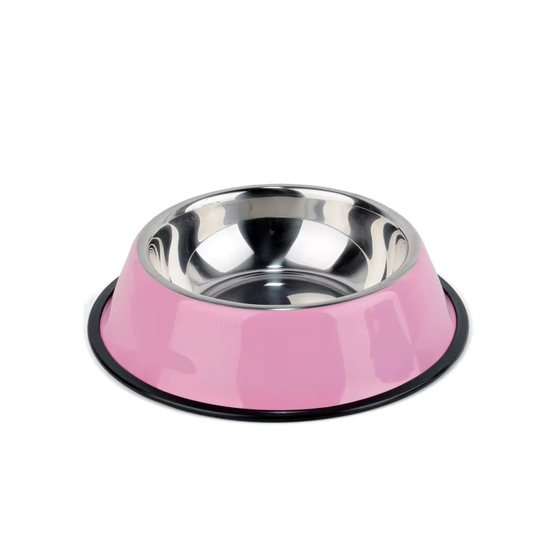 Vibrant Stainless Steel Pet Bowls - Chic Food & Water Dishes for Cats and Puppies