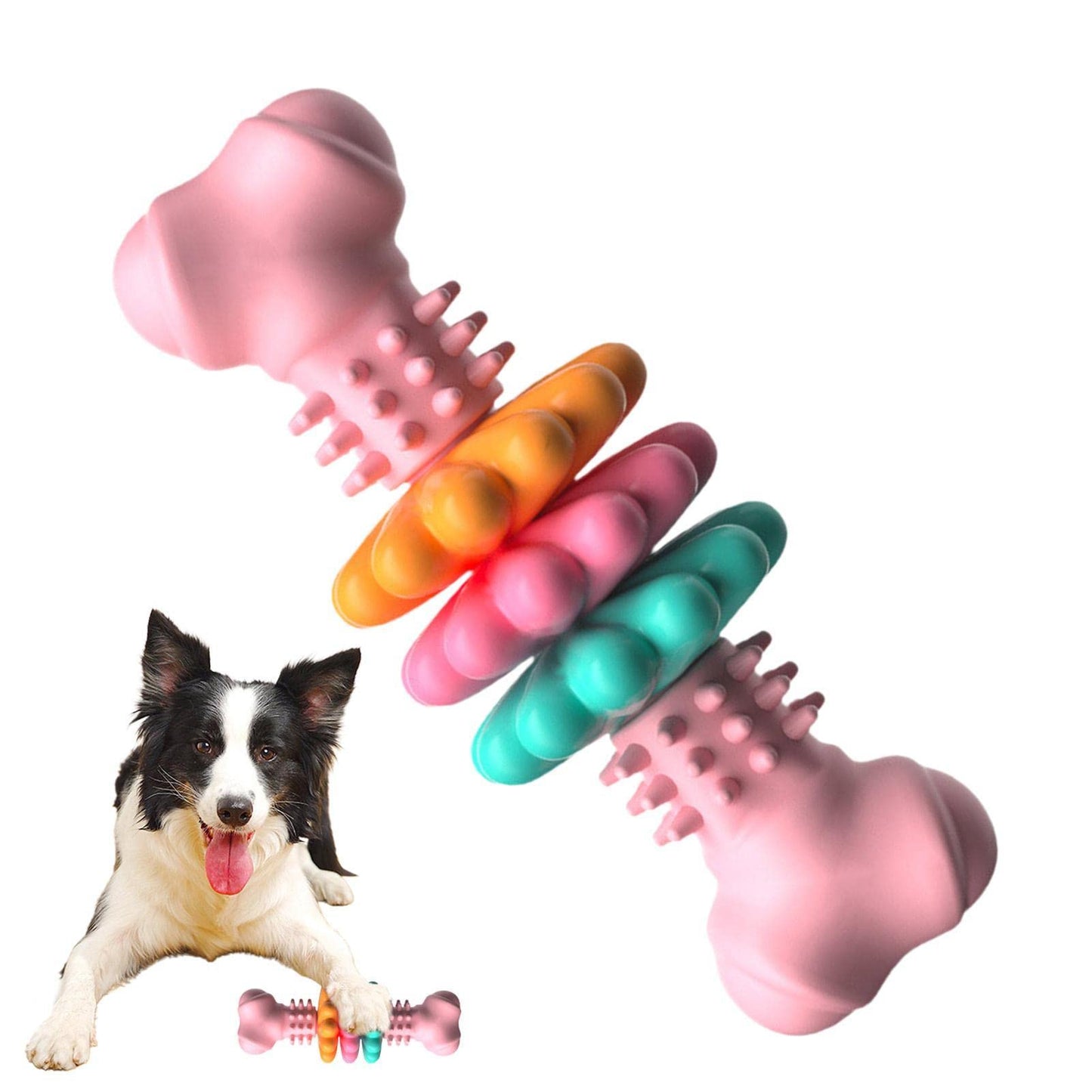 Indestructible TPR Dog Bone Chew Toy - Teeth Cleaning & Bite Resistant Teething Toy for Happy, Healthy Pets!