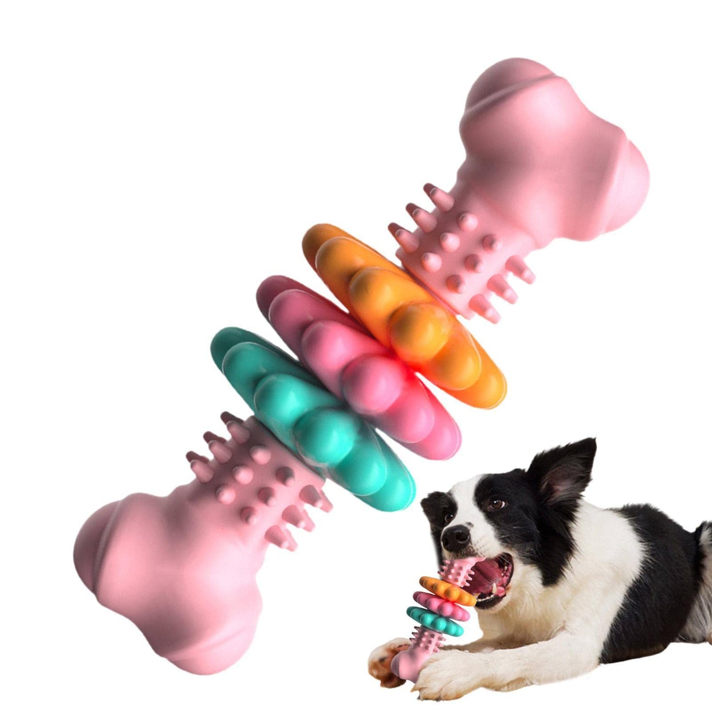 Indestructible TPR Dog Bone Chew Toy - Teeth Cleaning & Bite Resistant Teething Toy for Happy, Healthy Pets!