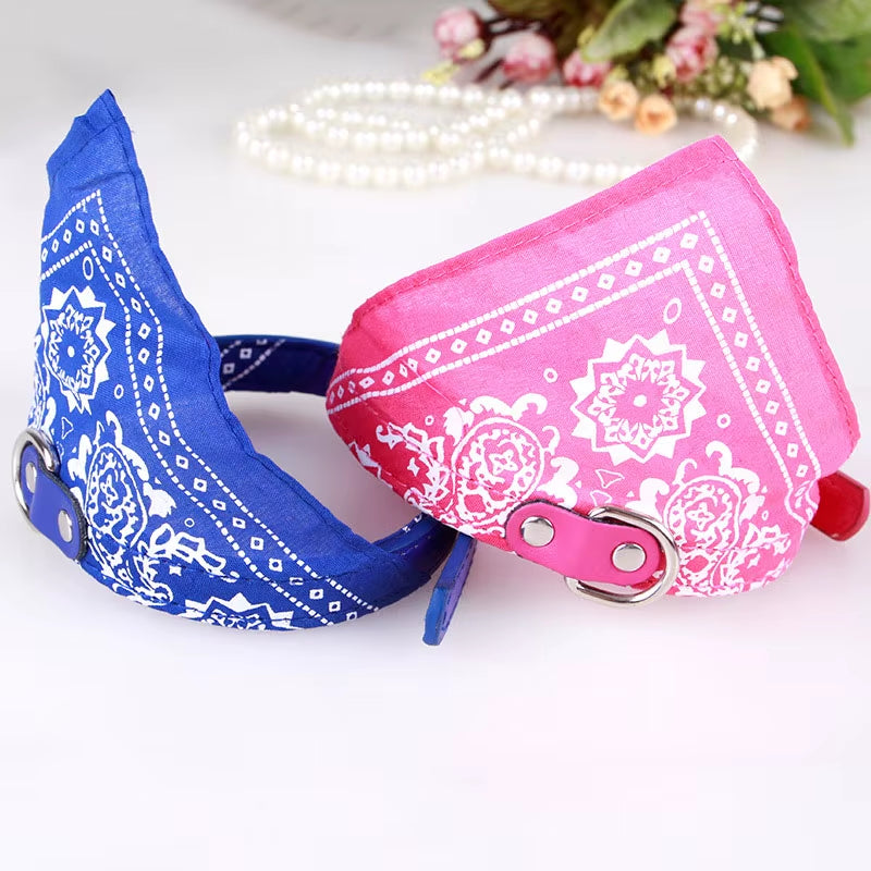 Trendy Paisley Pattern Adjustable PU Leather Pet Bandanas for Stylish Dogs & Cats