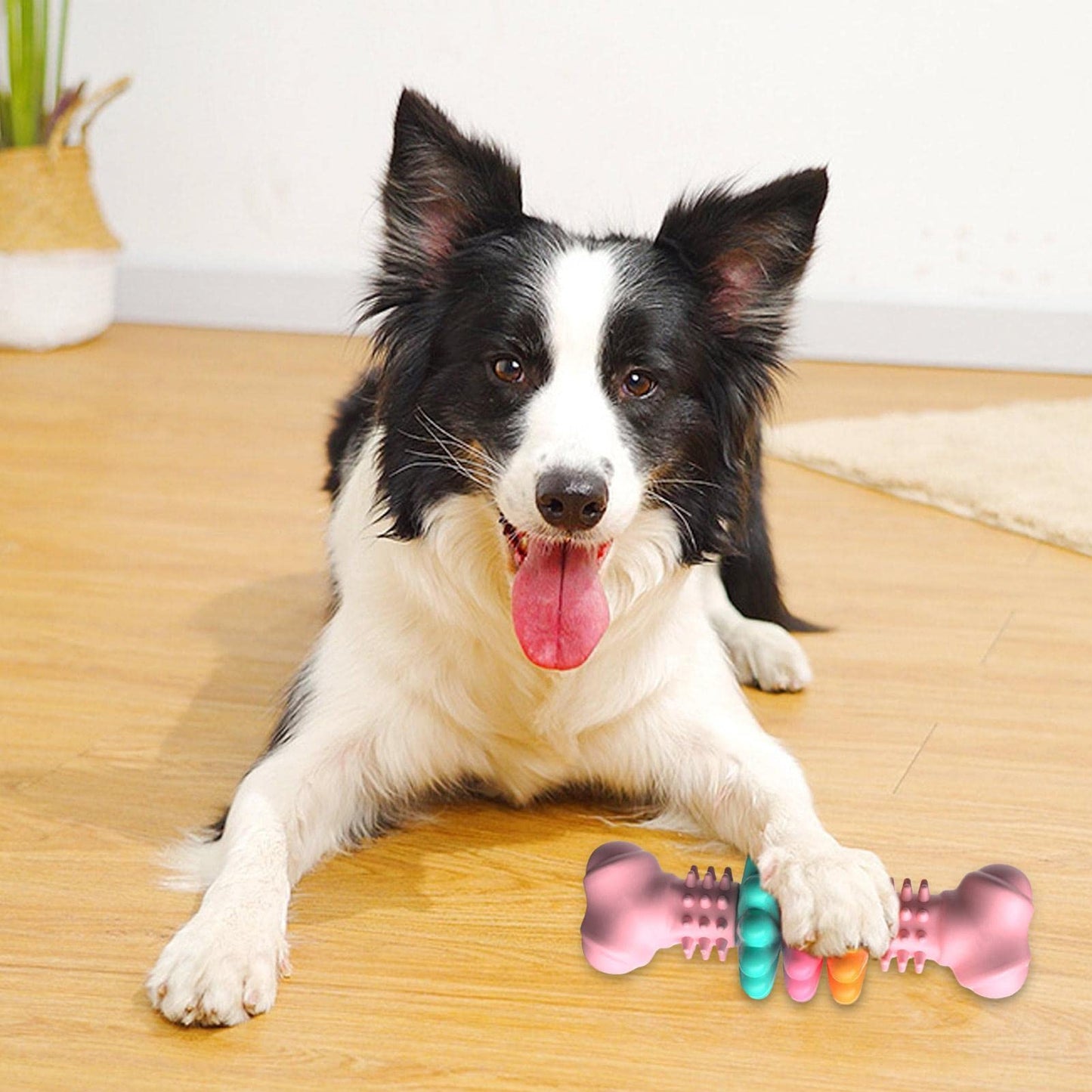 Indestructible TPR Dog Bone Chew Toy - Teeth Cleaning & Bite Resistant Teething Toy for Happy, Healthy Pets!