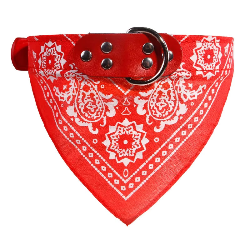 Trendy Paisley Pattern Adjustable PU Leather Pet Bandanas for Stylish Dogs & Cats
