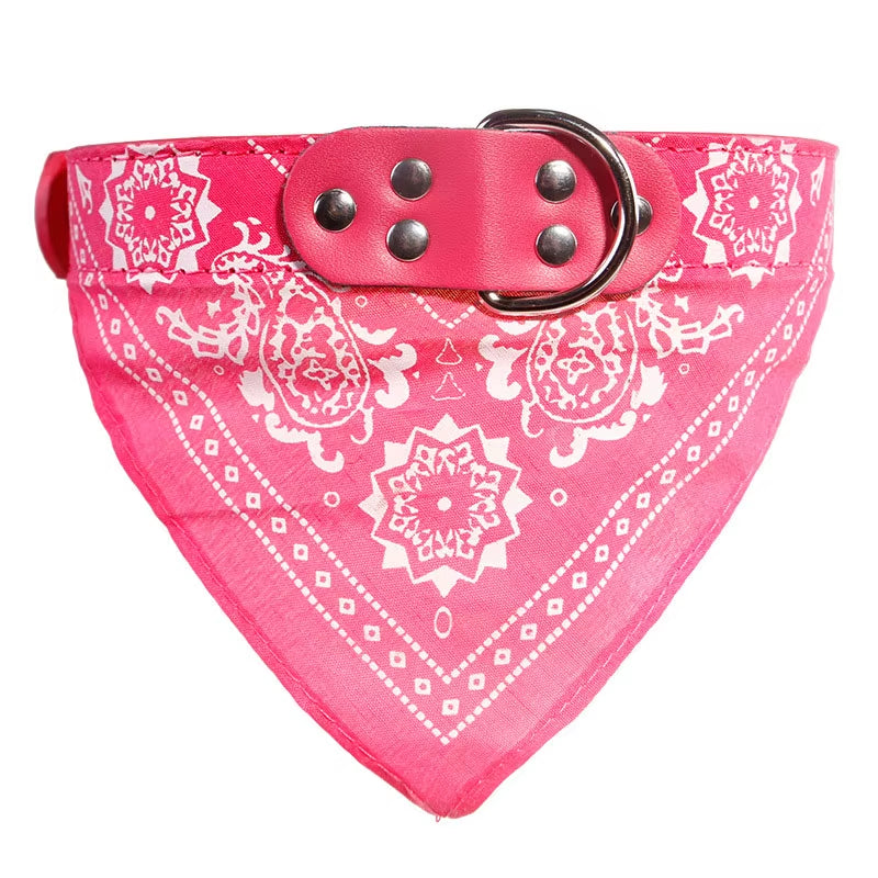 Trendy Paisley Pattern Adjustable PU Leather Pet Bandanas for Stylish Dogs & Cats