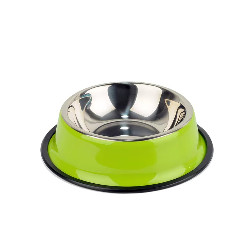 Vibrant Stainless Steel Pet Bowls - Chic Food & Water Dishes for Cats and Puppies