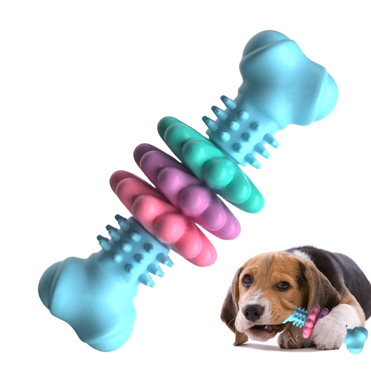 Indestructible TPR Dog Bone Chew Toy - Teeth Cleaning & Bite Resistant Teething Toy for Happy, Healthy Pets!