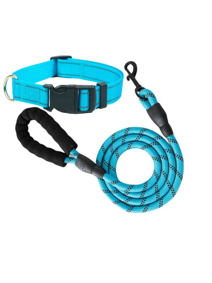 Premium Reflective Pet Leash & Adjustable Nylon Collar Set for Dogs of All Sizes