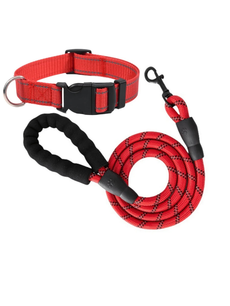 Premium Reflective Pet Leash & Adjustable Nylon Collar Set for Dogs of All Sizes