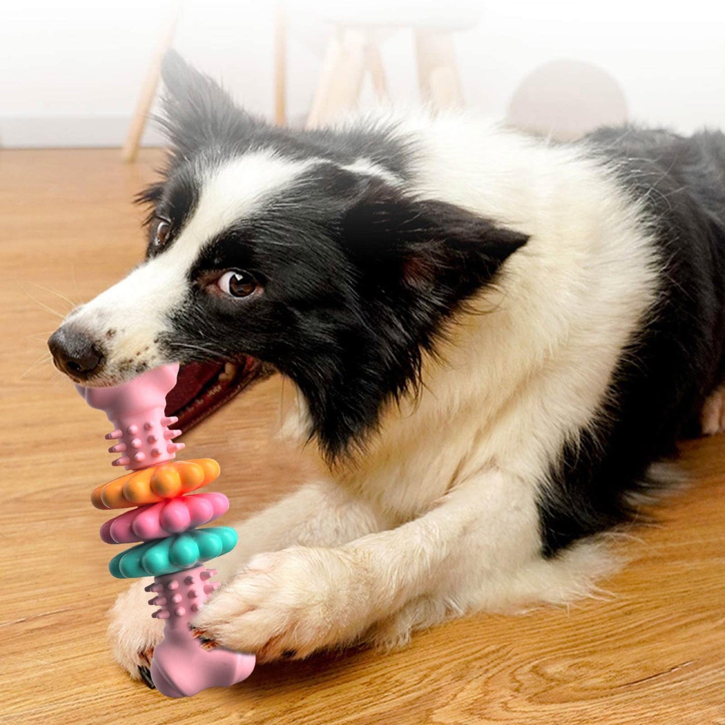 Indestructible TPR Dog Bone Chew Toy - Teeth Cleaning & Bite Resistant Teething Toy for Happy, Healthy Pets!