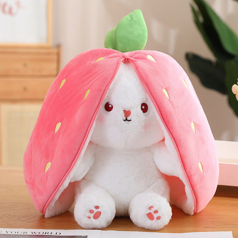 Adorable Kawaii Fruit Bunny Plush Toy - Cute Carrot & Strawberry Rabbit for Kids' Birthday & Christmas Gifts!