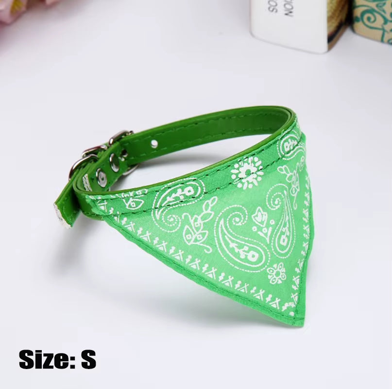 Trendy Paisley Pattern Adjustable PU Leather Pet Bandanas for Stylish Dogs & Cats