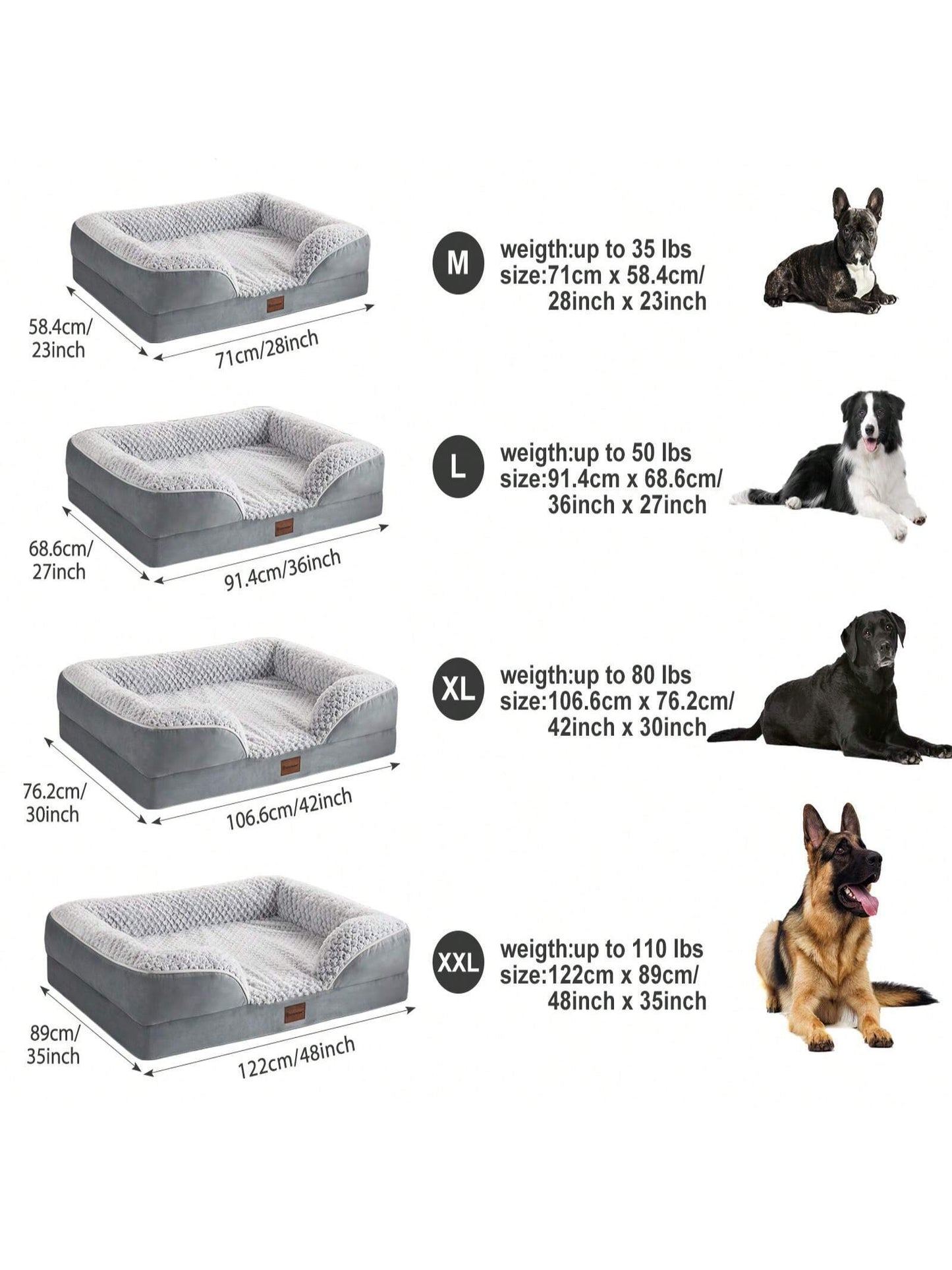 Premium Orthopedic Dog Bed for Medium Dogs - Waterproof, Supportive Foam Pet Sofa with Removable Washable Cover and Nonskid Bottom, Stylish Grey Design