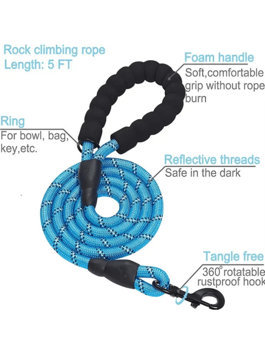 Premium Reflective Pet Leash & Adjustable Nylon Collar Set for Dogs of All Sizes