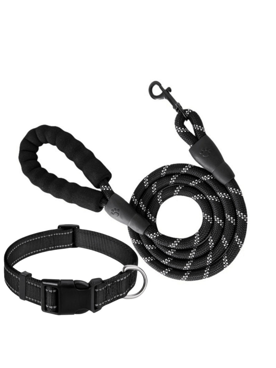 Premium Reflective Pet Leash & Adjustable Nylon Collar Set for Dogs of All Sizes