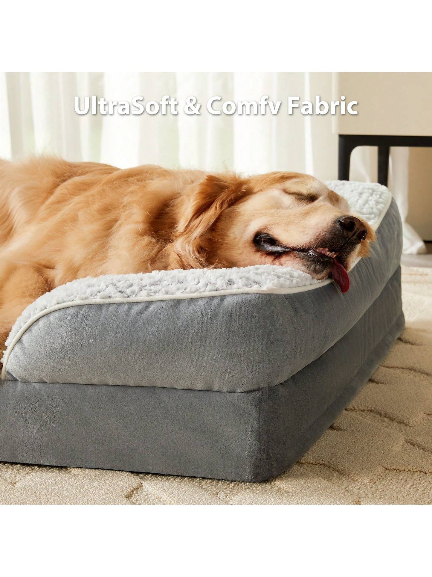 Premium Orthopedic Dog Bed for Medium Dogs - Waterproof, Supportive Foam Pet Sofa with Removable Washable Cover and Nonskid Bottom, Stylish Grey Design