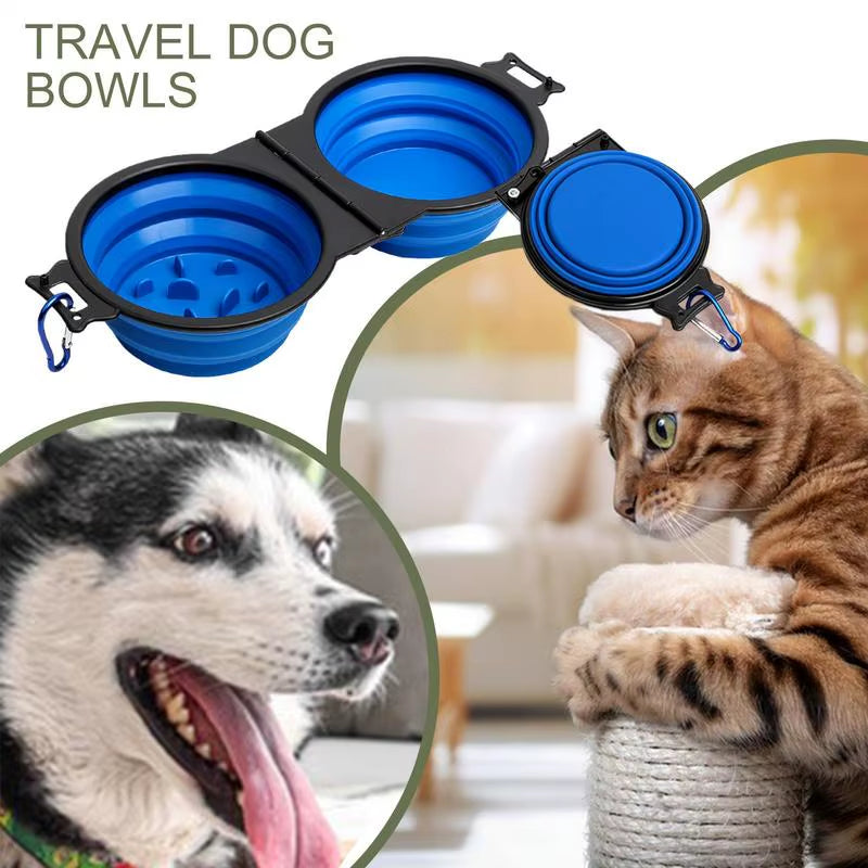 Ultimate Portable Foldable Dog Bowls - Perfect for Travel, Hiking & Camping with Secure Lock Clips for Food & Water
