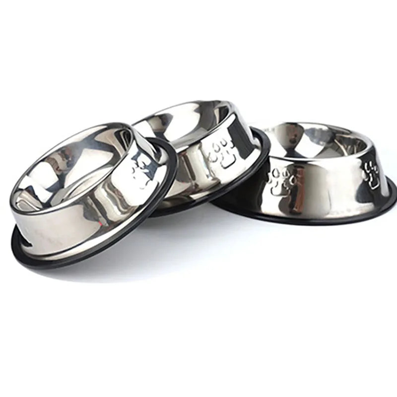 Stylish Skidproof Paw Stainless Steel Dog Bowl - Perfect Feeding Solution for Your Furry Friends in 6 Sizes