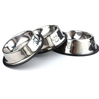 Stylish Skidproof Paw Stainless Steel Dog Bowl - Perfect Feeding Solution for Your Furry Friends in 6 Sizes