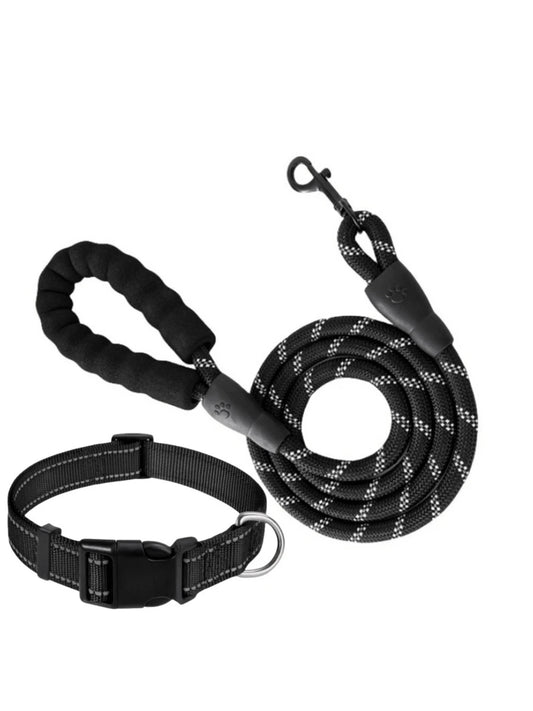 Premium Reflective Pet Leash & Adjustable Nylon Collar Set for Dogs of All Sizes
