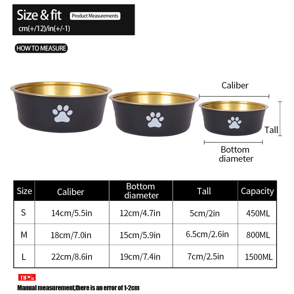 Stylish Golden Premium Stainless Steel Dog Bowl - Large Capacity & Anti-Knock Design for Mess-Free Feeding