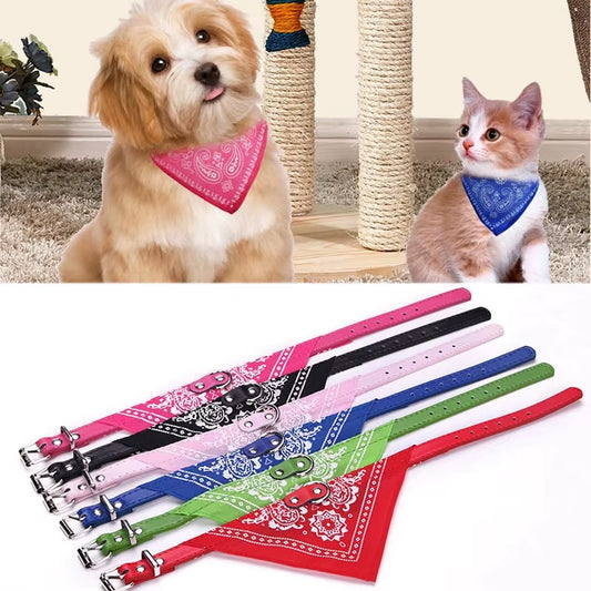 Trendy Paisley Pattern Adjustable PU Leather Pet Bandanas for Stylish Dogs & Cats