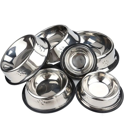 Stylish Skidproof Paw Stainless Steel Dog Bowl - Perfect Feeding Solution for Your Furry Friends in 6 Sizes