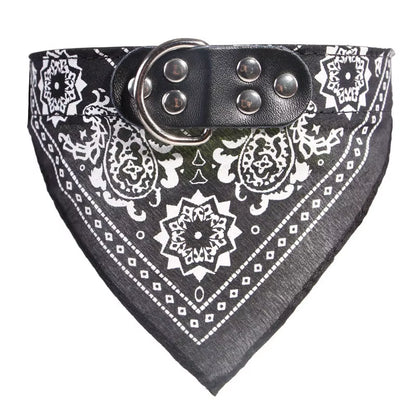 Trendy Paisley Pattern Adjustable PU Leather Pet Bandanas for Stylish Dogs & Cats