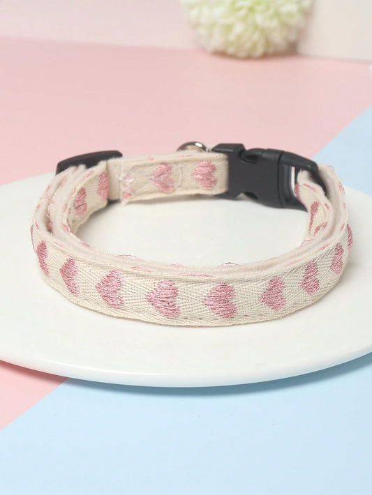 1Pc Love Pattern Jacquard Soft Pet Collar Suitable for Small Cats and Dogs (Not for Large Dogs)