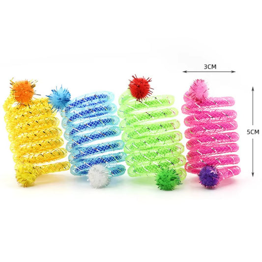 Endless Fun with Interactive Colorful Spring Cat Toys - Durable Elastic Wool Balls!