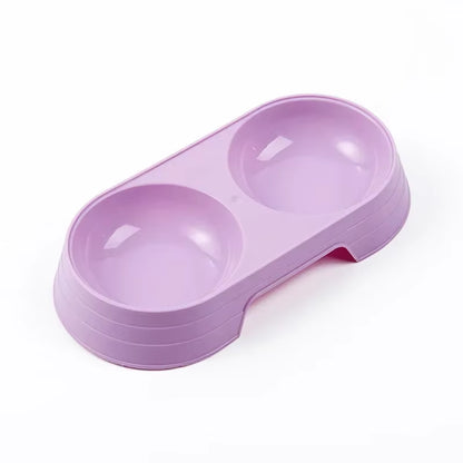 Chic Macaron Double Bowl Pet Feeder for Dogs and Cats - Perfect for Food and Water