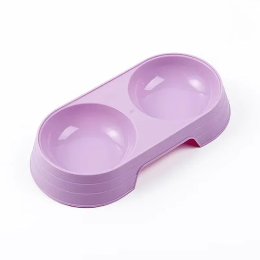 Chic Macaron Double Bowl Pet Feeder for Dogs and Cats - Perfect for Food and Water