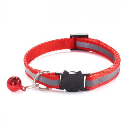 Vibrant Reflective Breakaway Cat Collar with Bell - Adjustable, Soft & Safe Design for Your Feline Friend!