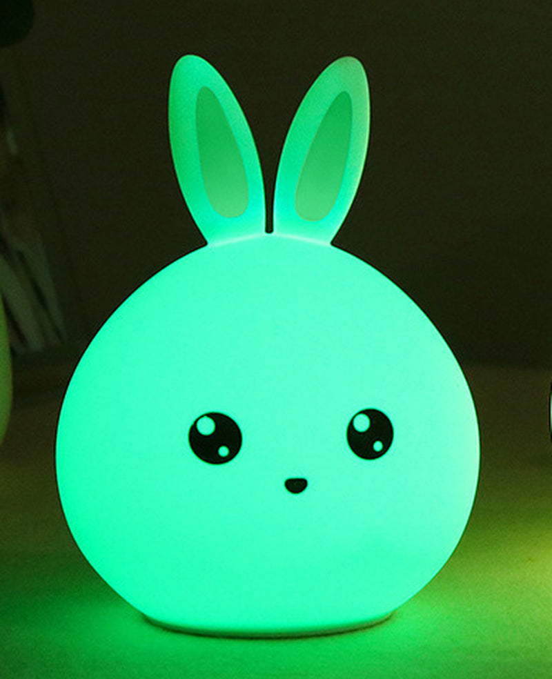Adorable Touch Sensor Rabbit Night Light - Colorful Silicone LED Lamp for Kids