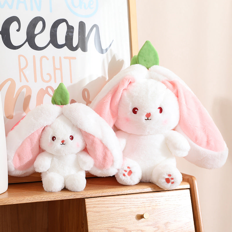 Adorable Kawaii Fruit Bunny Plush Toy - Cute Carrot & Strawberry Rabbit for Kids' Birthday & Christmas Gifts!