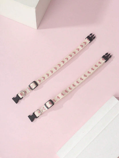 1Pc Love Pattern Jacquard Soft Pet Collar Suitable for Small Cats and Dogs (Not for Large Dogs)