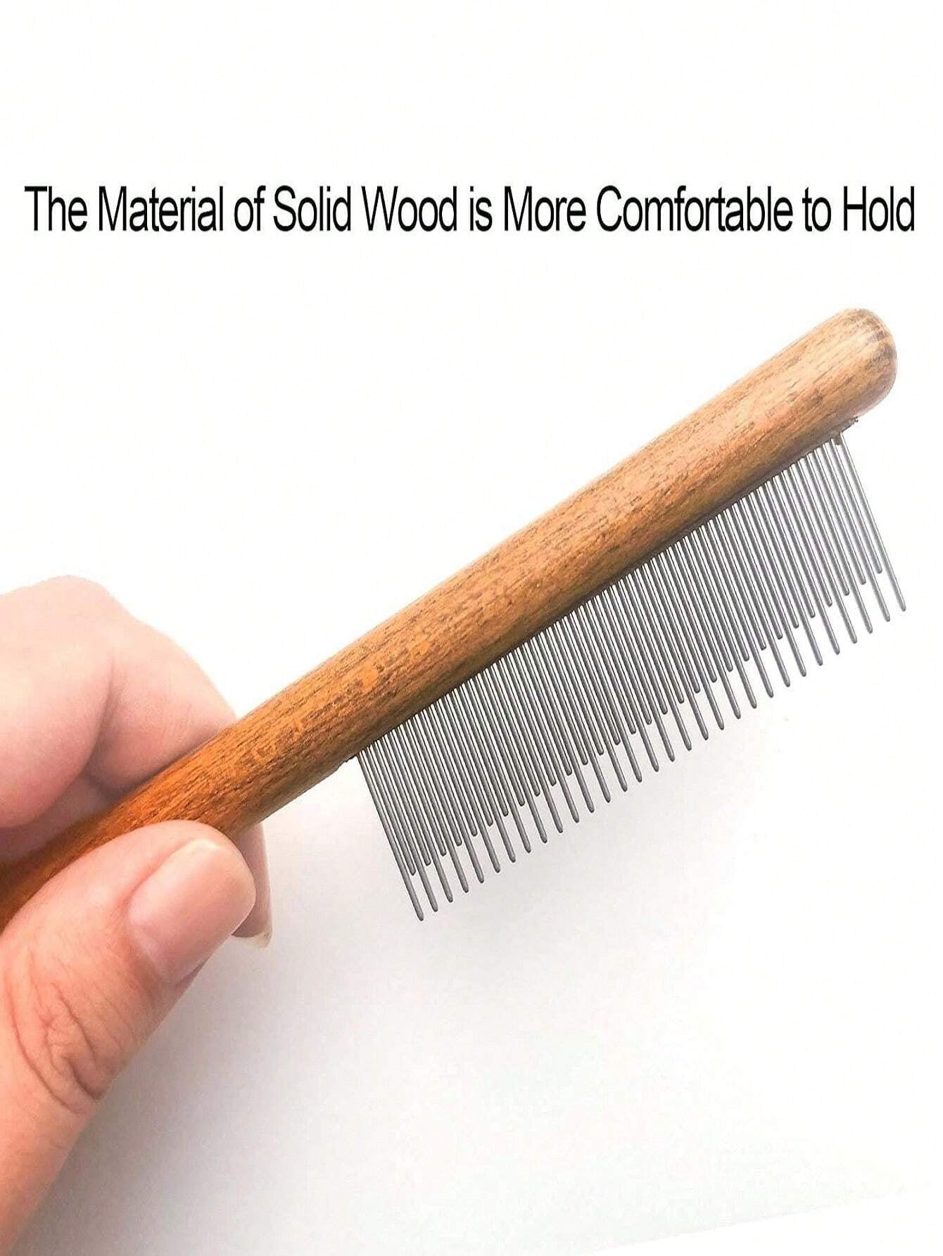 Premium Wooden Handle Pet Hair Removal Comb - Effective Deshedding Slicker Brush for Grooming Your Furry Friend
