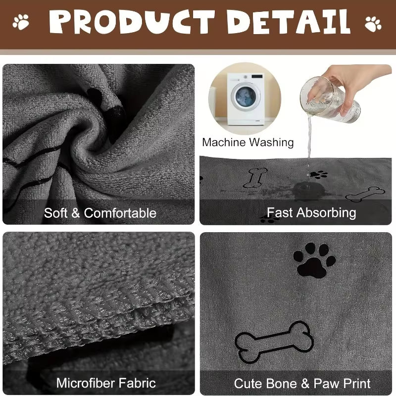 Super Absorbent Quick-Dry Microfiber Pet Towel for Dogs and Cats - Perfect Bath Towel for Medium Pets