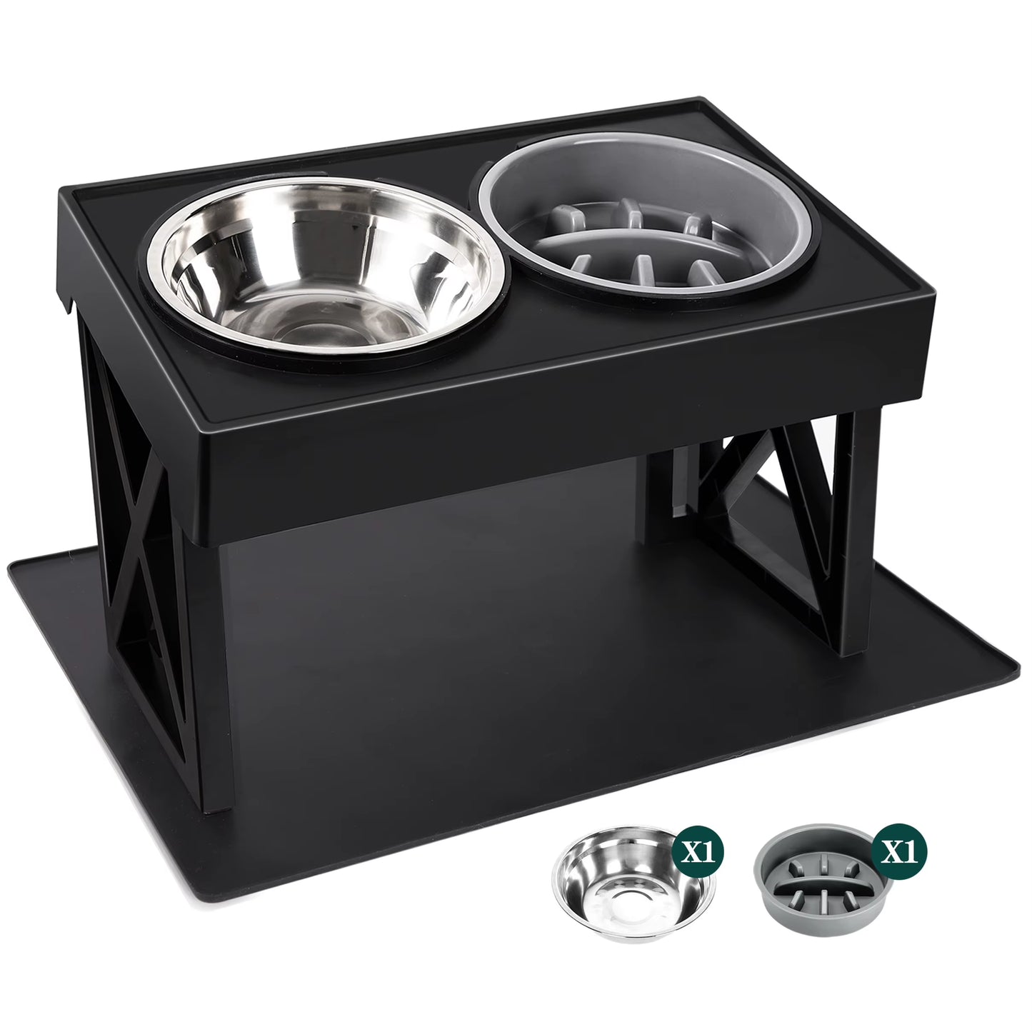 Elevate Your Dog's Dining Experience: Adjustable Slow Feeder Bowls for Medium to Large Dogs - 3 Heights for Optimal Comfort