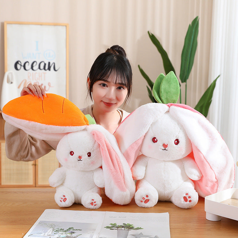 Adorable Kawaii Fruit Bunny Plush Toy - Cute Carrot & Strawberry Rabbit for Kids' Birthday & Christmas Gifts!