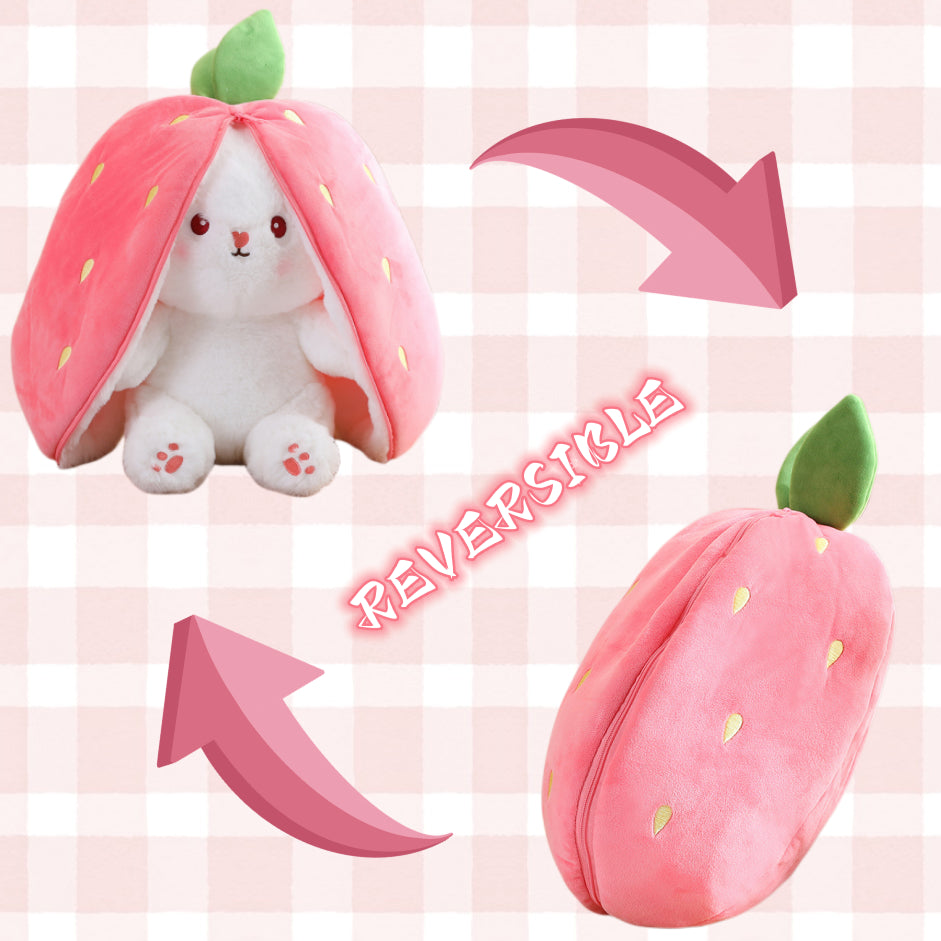 Adorable Kawaii Fruit Bunny Plush Toy - Cute Carrot & Strawberry Rabbit for Kids' Birthday & Christmas Gifts!